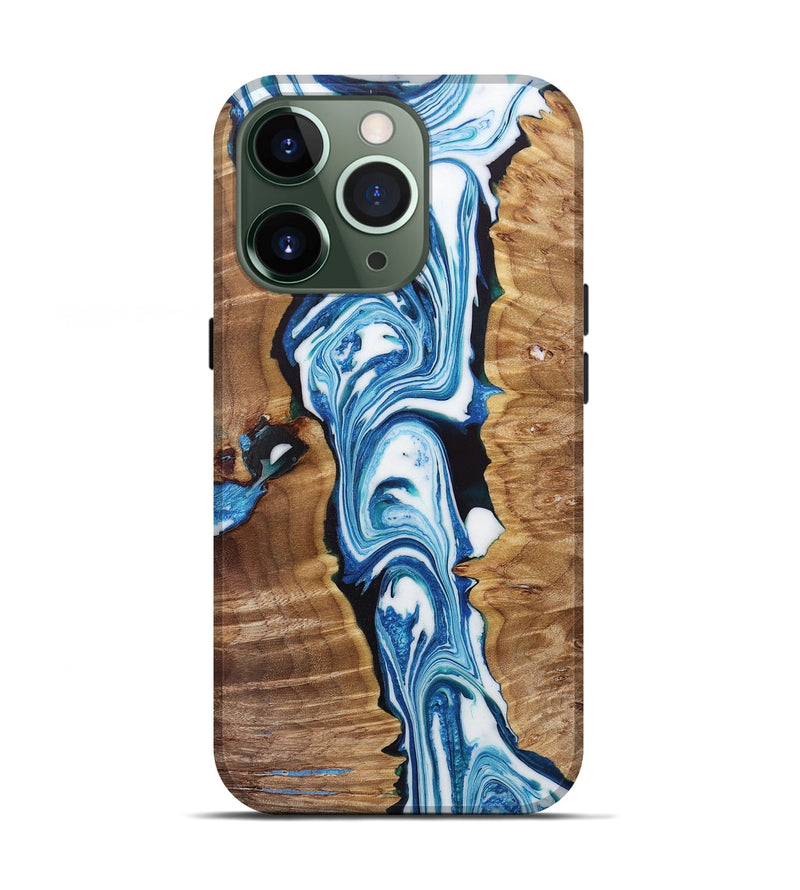 iPhone 13 Pro Wood+Resin Live Edge Phone Case - Alta (Blue, 655859)