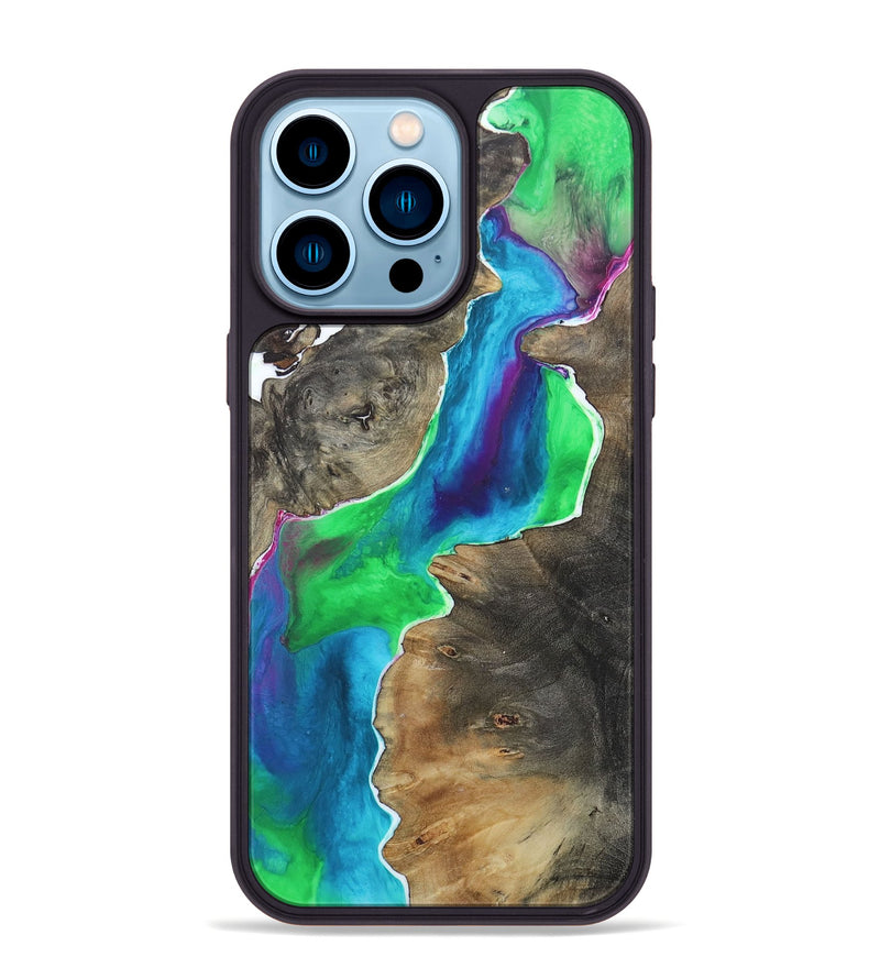 iPhone 14 Pro Max Wood+Resin Phone Case - Samara (Watercolor, 655926)