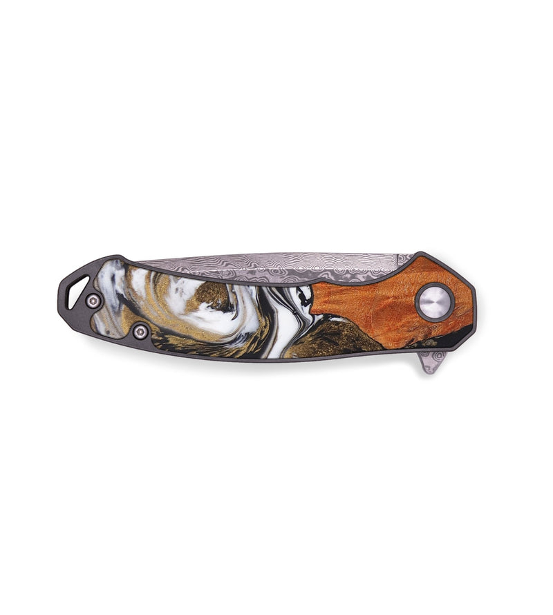 EDC Wood+Resin Pocket Knife - Alaina (Black & White, 656317)