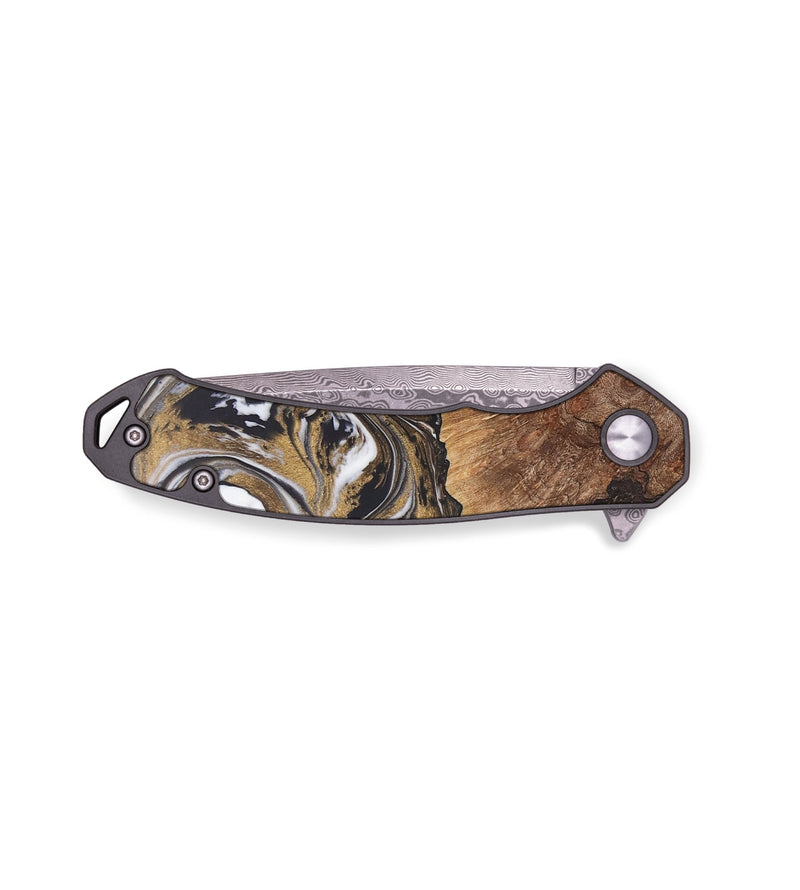 EDC Wood+Resin Pocket Knife - Roger (Black & White, 656318)