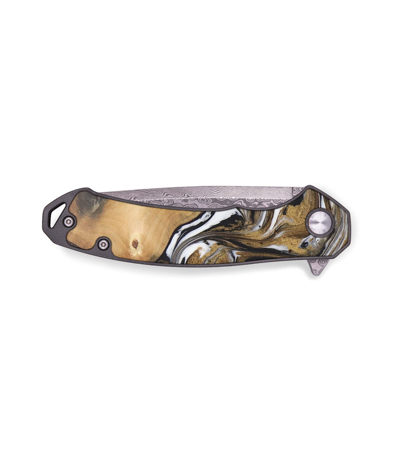 EDC Wood+Resin Pocket Knife - Gage (Black & White, 656319)