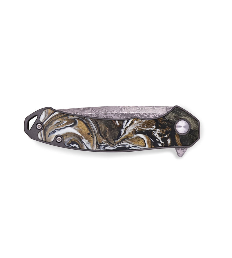 EDC Wood+Resin Pocket Knife - Ashley (Black & White, 656324)