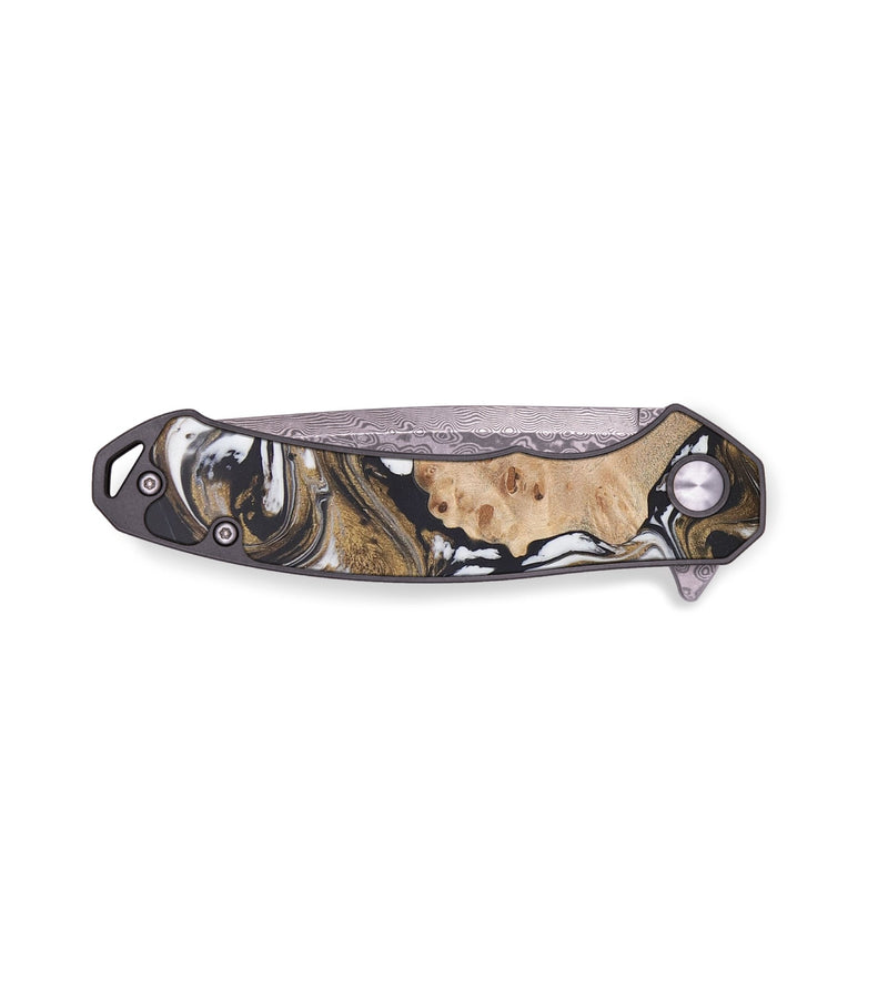 EDC Wood+Resin Pocket Knife - Joan (Black & White, 656325)