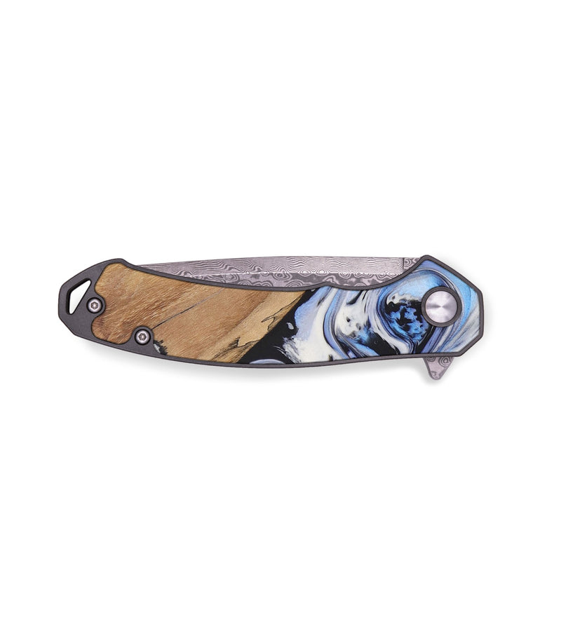 EDC Wood+Resin Pocket Knife - Sasha (Black & White, 656328)