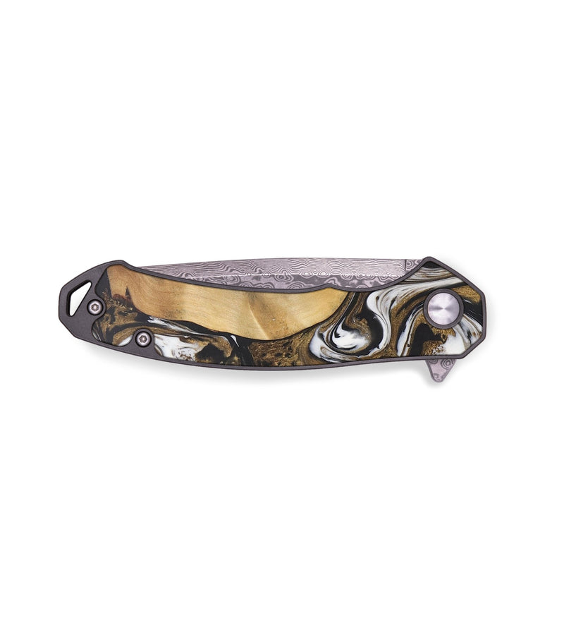 EDC Wood+Resin Pocket Knife - Litzy (Black & White, 656330)