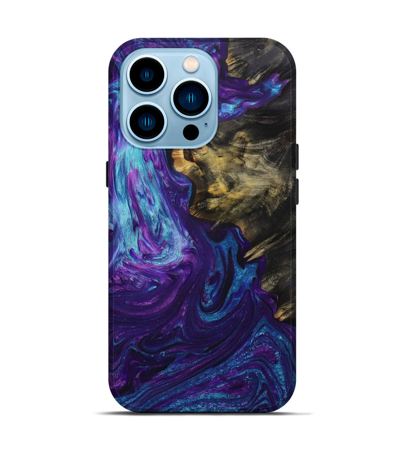iPhone 14 Pro Wood+Resin Live Edge Phone Case - Zachary (Purple, 656333)