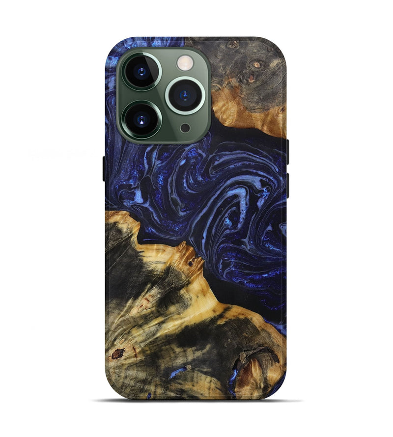iPhone 13 Pro Wood+Resin Live Edge Phone Case - Roxanne (Blue, 656340)