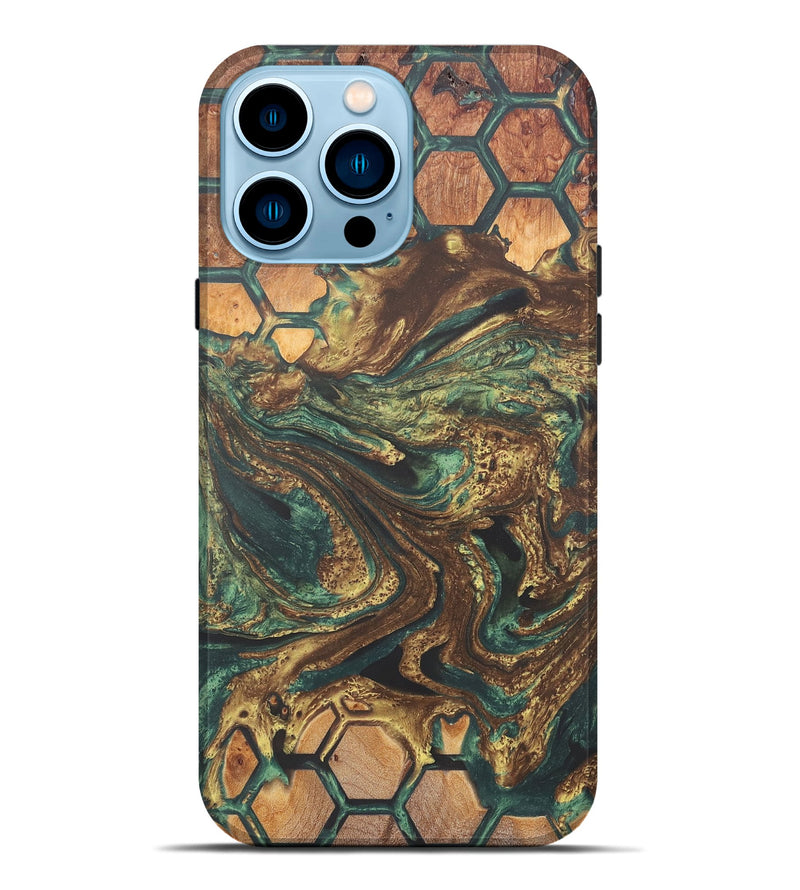 iPhone 14 Pro Max Wood+Resin Live Edge Phone Case - Ember (Pattern, 656453)