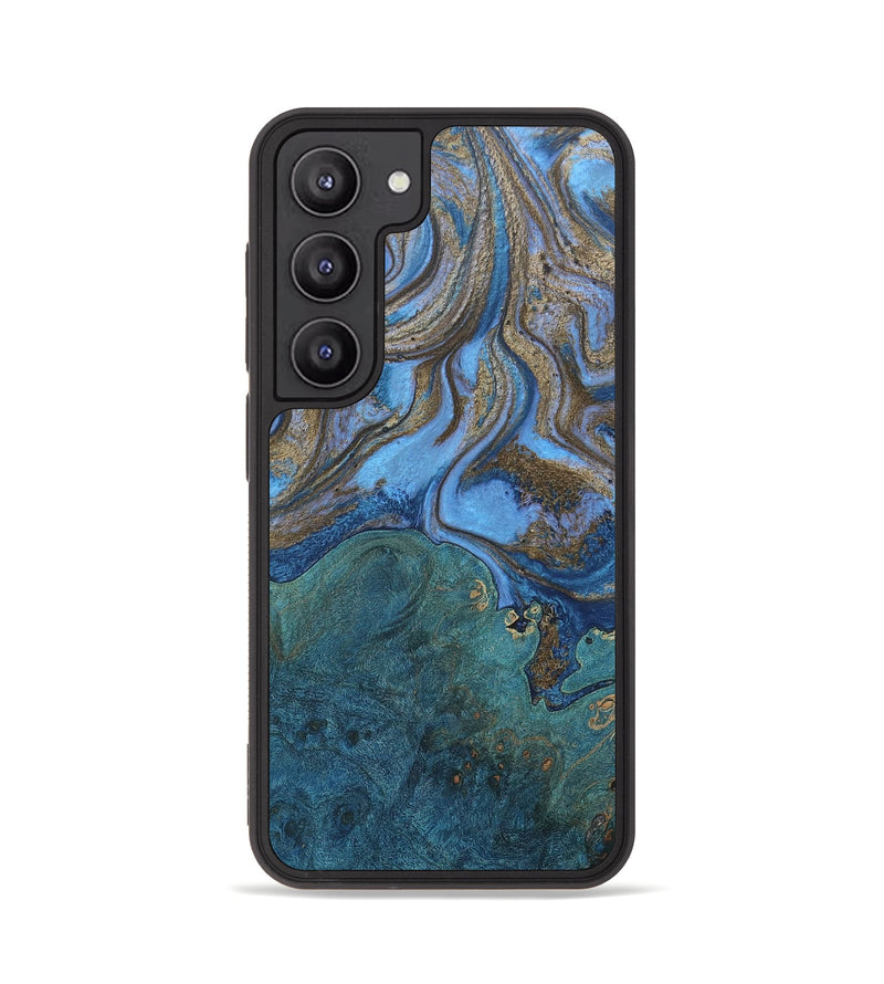 Galaxy S23 Wood+Resin Phone Case - Xavier (Teal & Gold, 656490)