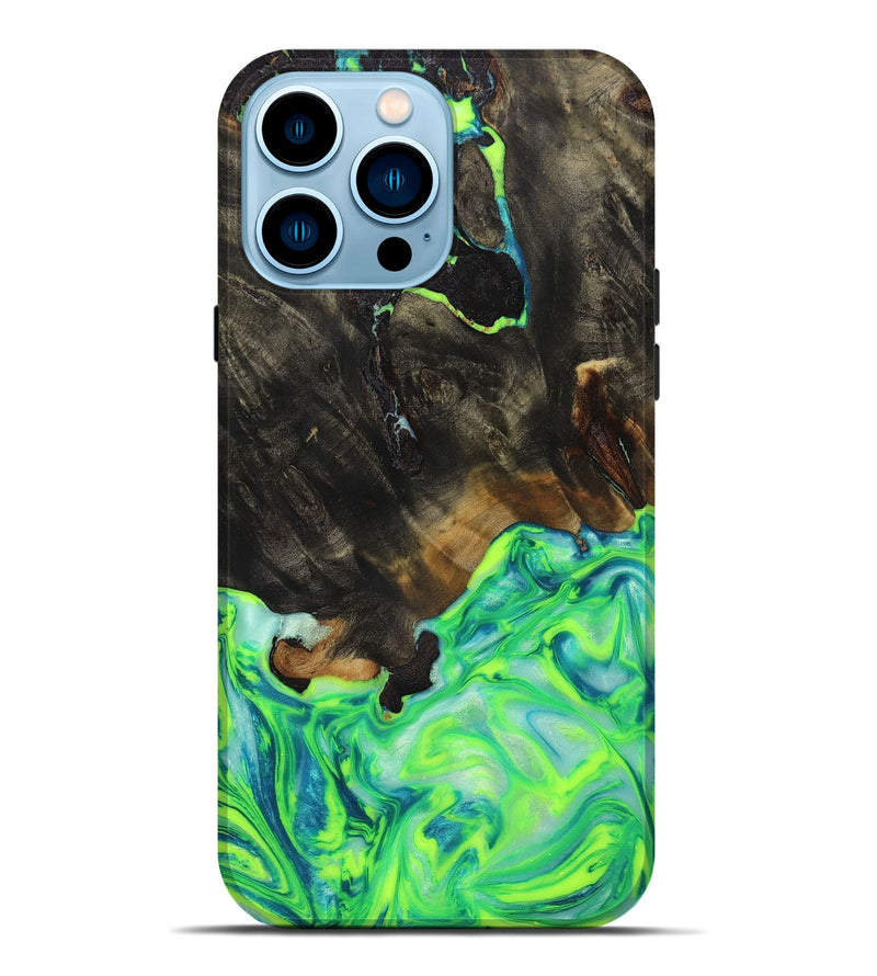 iPhone 14 Pro Max Wood+Resin Live Edge Phone Case - Madison (Green, 656670)