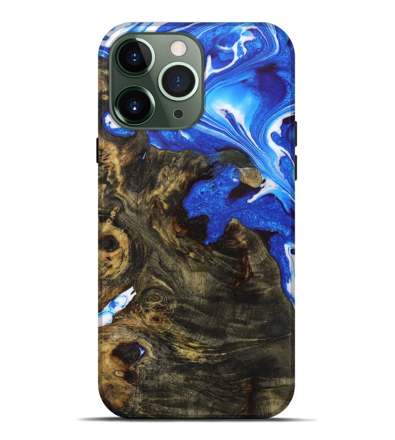 iPhone 13 Pro Max Wood+Resin Live Edge Phone Case - Kobe (Blue, 656672)