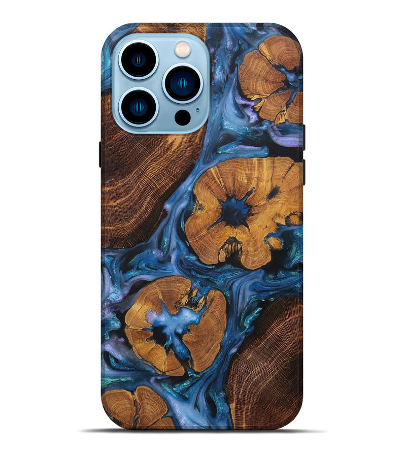 iPhone 14 Pro Max Wood+Resin Live Edge Phone Case - Weston (Blue, 656685)