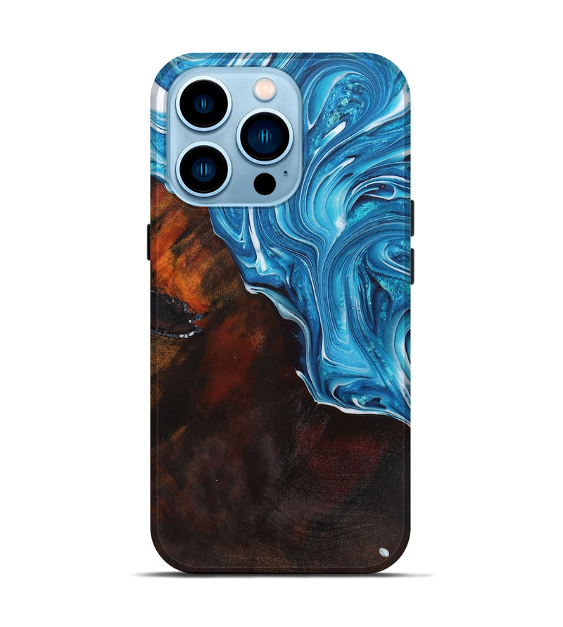 iPhone 14 Pro Wood+Resin Live Edge Phone Case - Johnnie (Blue, 656689)