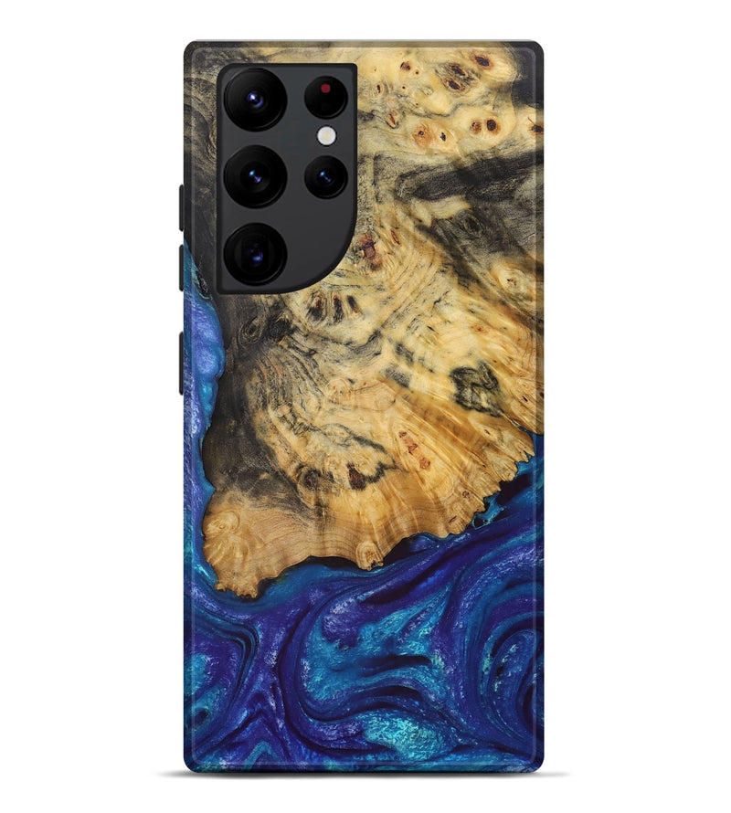 Galaxy S22 Ultra Wood+Resin Live Edge Phone Case - Everly (Blue, 656696)