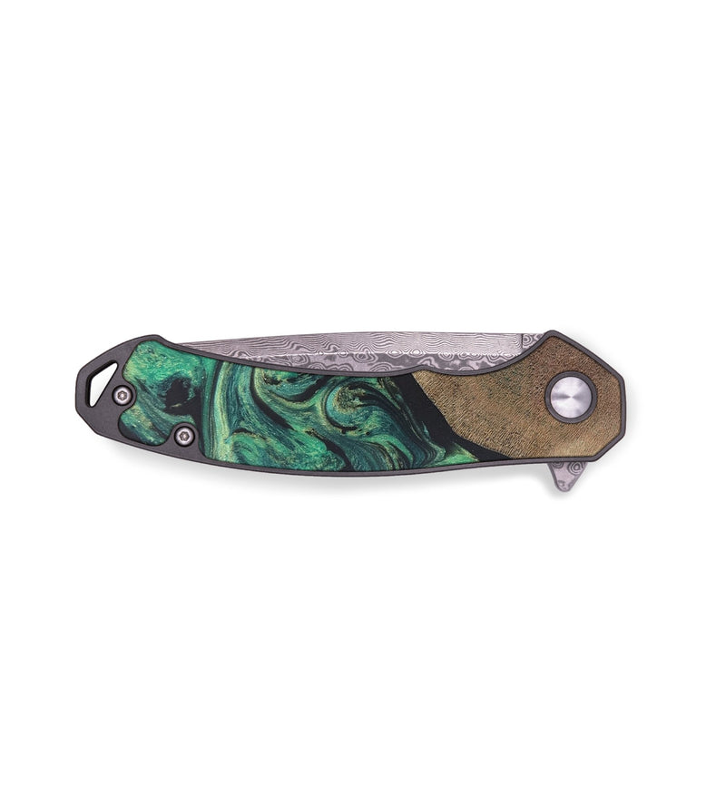 EDC Wood+Resin Pocket Knife - Nicole (Green, 656812)