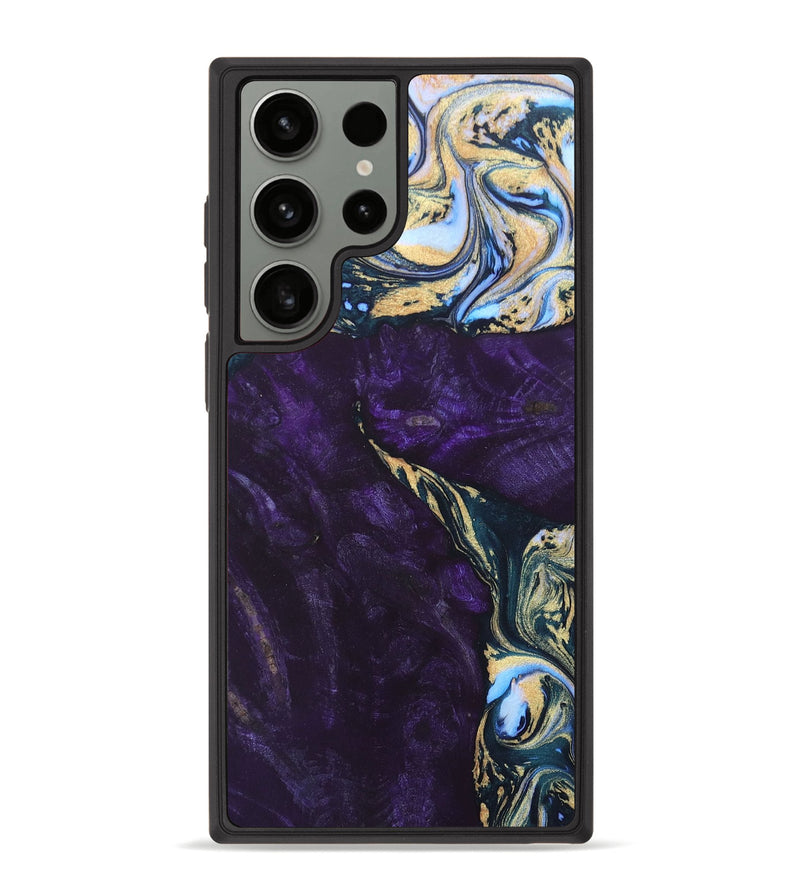 Galaxy S23 Ultra Wood+Resin Phone Case - Ezequiel (Teal & Gold, 656940)