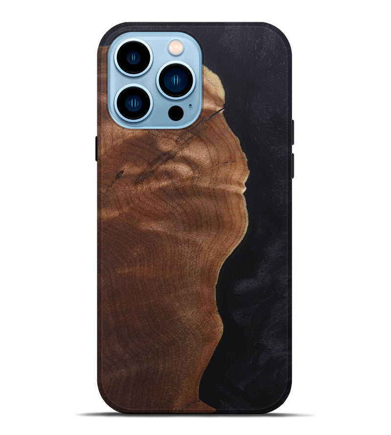 iPhone 14 Pro Max Wood+Resin Live Edge Phone Case - Luis (Pure Black, 657139)