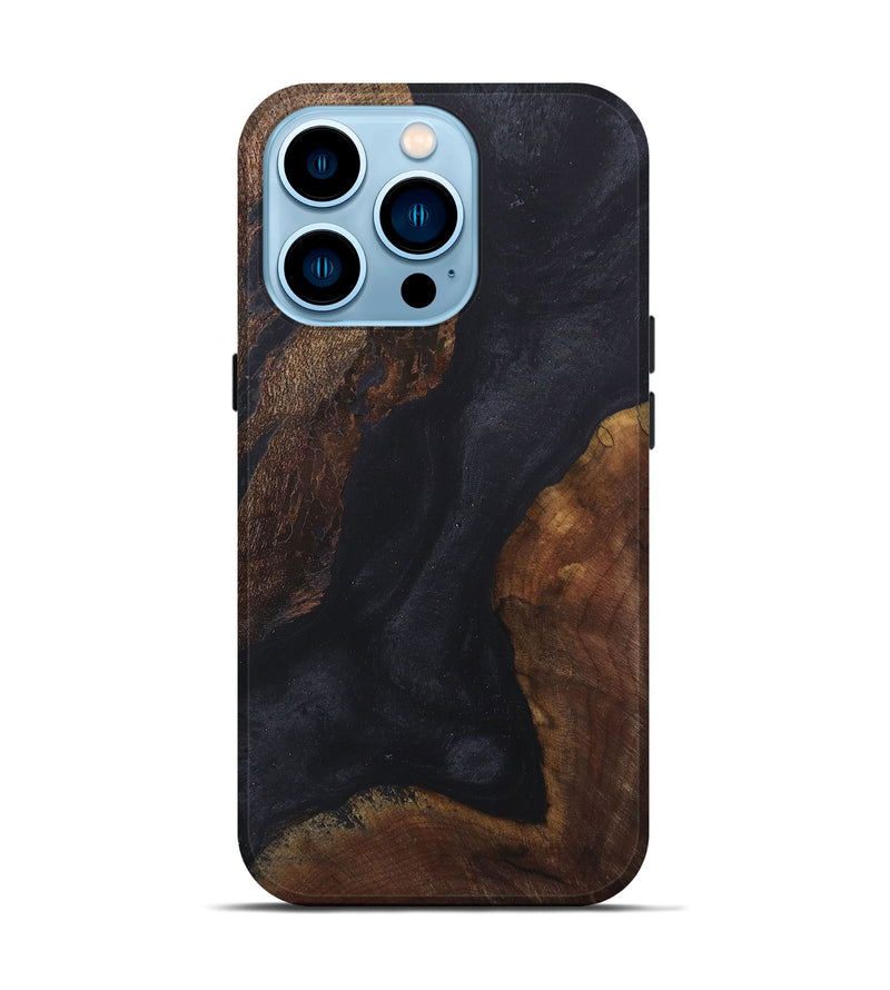 iPhone 14 Pro Wood+Resin Live Edge Phone Case - Luis (Pure Black, 657144)