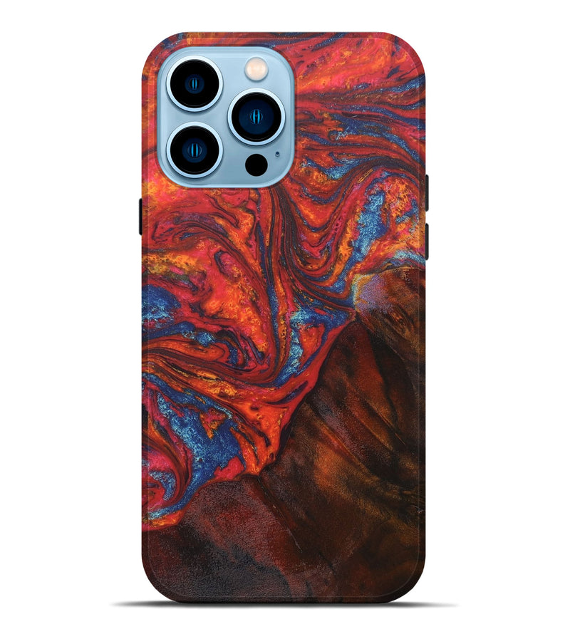 iPhone 14 Pro Max Wood+Resin Live Edge Phone Case - Lorrie (Red, 657159)