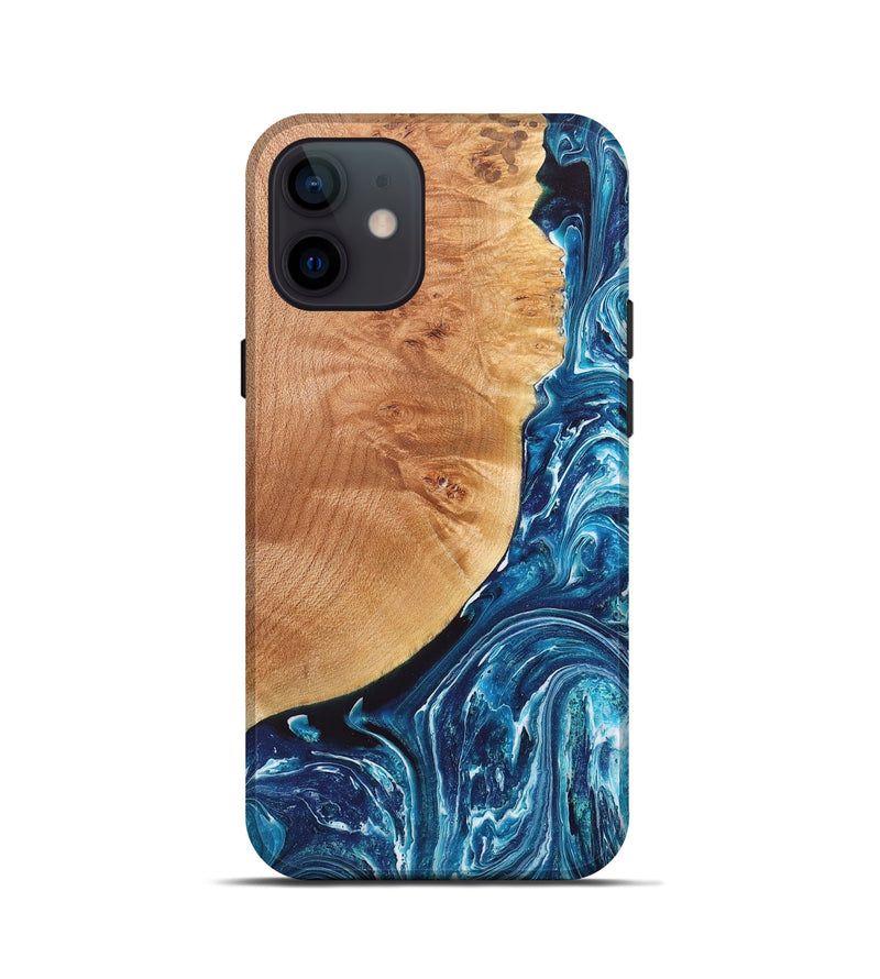 iPhone 12 mini Wood+Resin Live Edge Phone Case - Hayes (Blue, 657302)