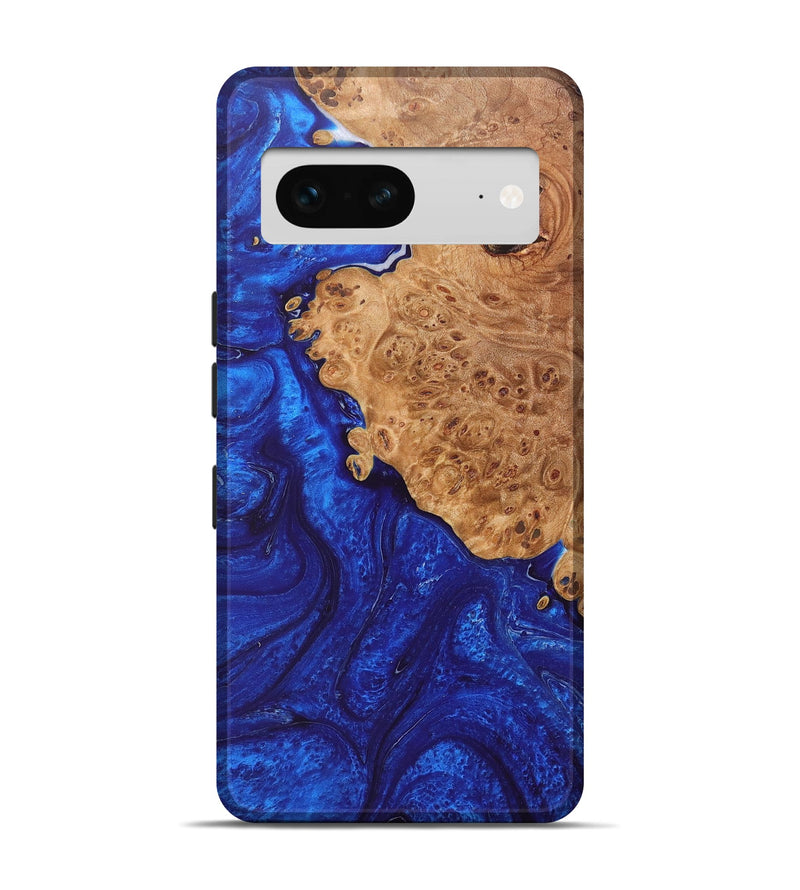 Pixel 7 Wood+Resin Live Edge Phone Case - Aubree (Blue, 657304)