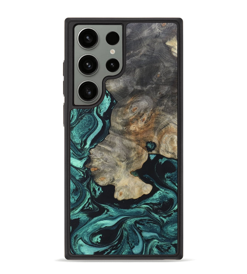 Galaxy S23 Ultra Wood+Resin Phone Case - Jacqueline (Green, 657405)