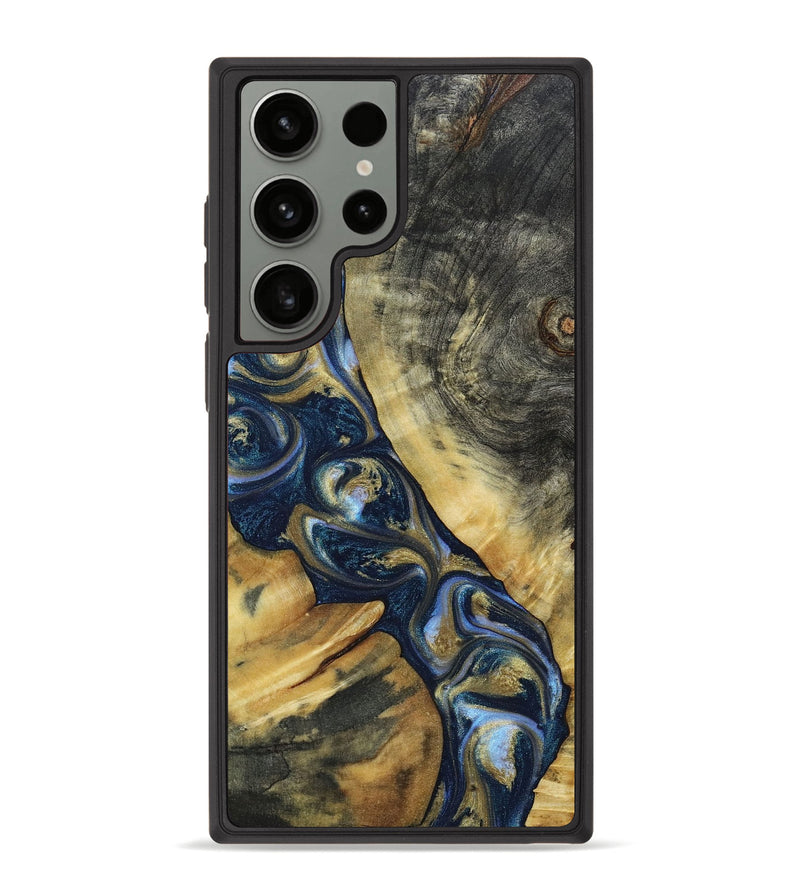 Galaxy S23 Ultra Wood+Resin Phone Case - Alexis (Teal & Gold, 657527)