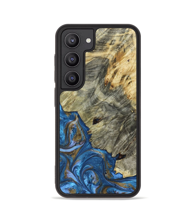 Galaxy S23 Wood+Resin Phone Case - Braxton (Teal & Gold, 657531)