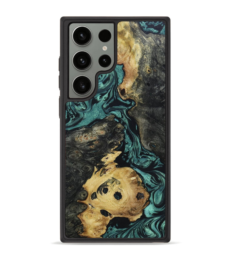 Galaxy S23 Ultra Wood+Resin Phone Case - Aliyah (Green, 657586)