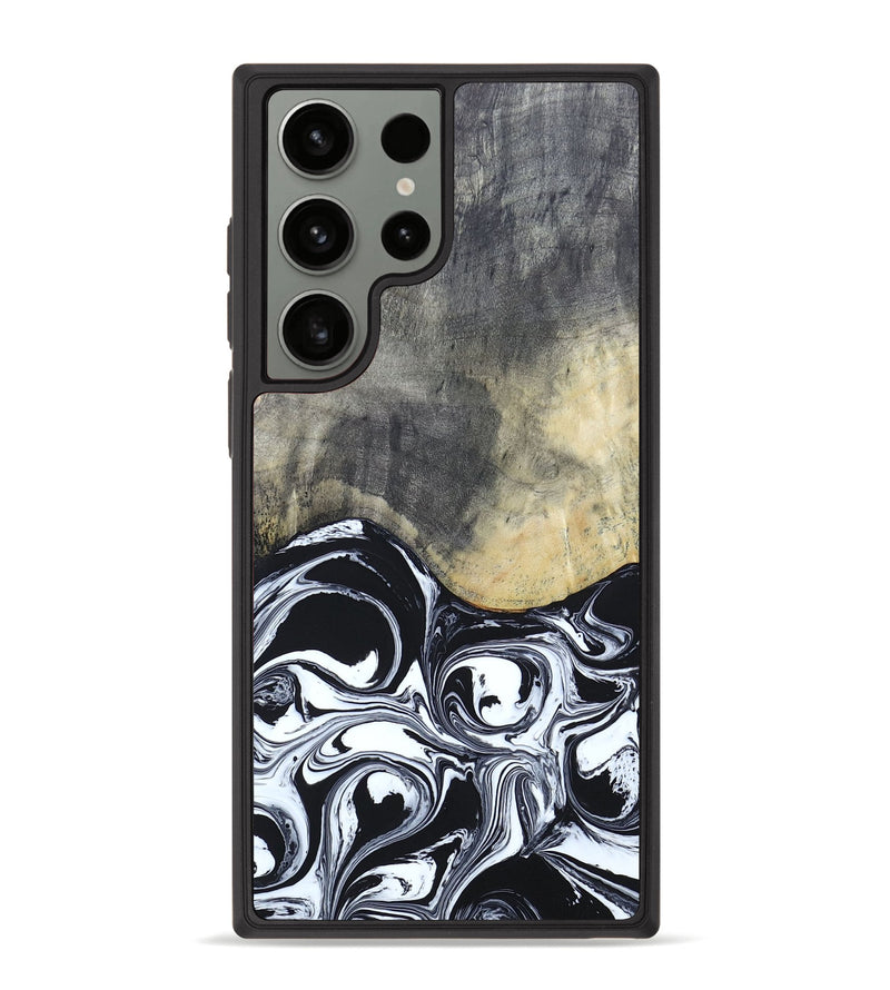 Galaxy S23 Ultra Wood+Resin Phone Case - Zara (Black & White, 657595)