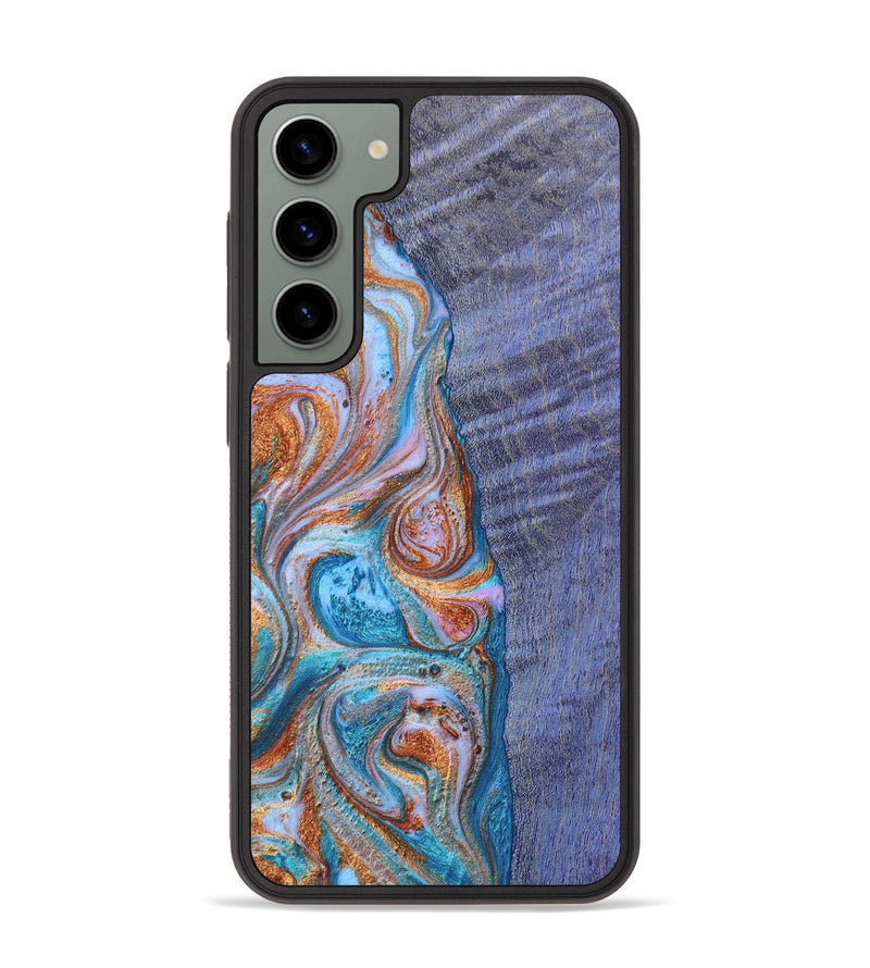 Galaxy S23 Plus Wood+Resin Phone Case - Jaclyn (Teal & Gold, 657635)