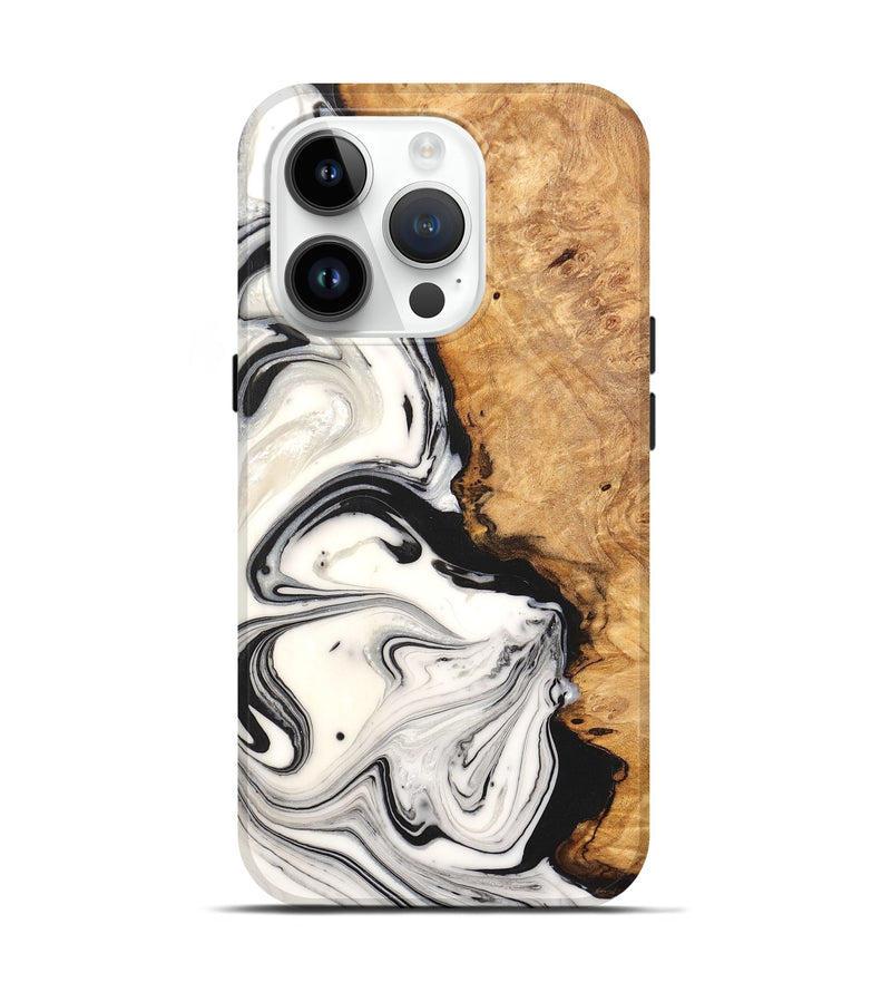 iPhone 15 Pro Wood+Resin Live Edge Phone Case - Ethan (Black & White, 657711)