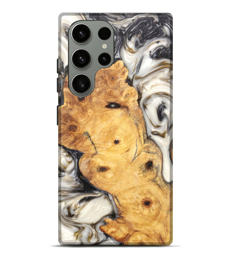 Galaxy S23 Ultra Wood+Resin Live Edge Phone Case - Jordyn (Black & White, 657713)