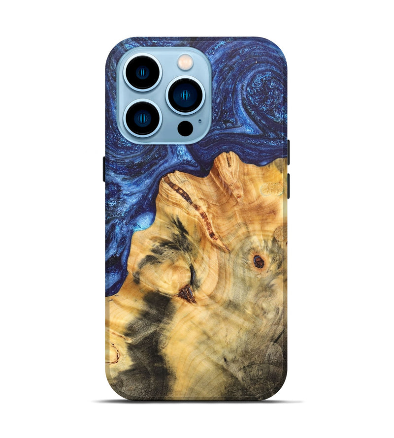 iPhone 14 Pro Wood+Resin Live Edge Phone Case - Marjorie (Blue, 657855)