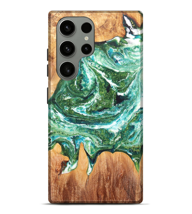 Galaxy S23 Ultra Wood+Resin Live Edge Phone Case - Pearl (Green, 657861)