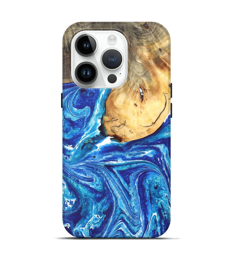 iPhone 15 Pro Wood+Resin Live Edge Phone Case - Wilbert (Blue, 657864)