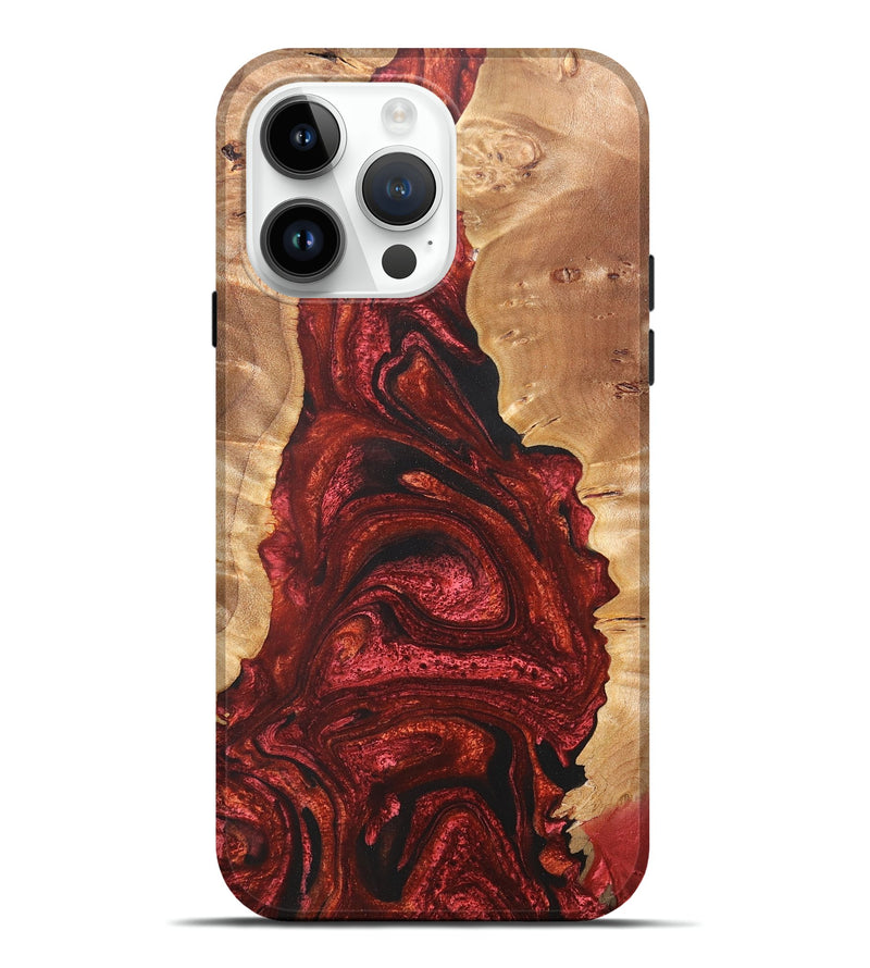 iPhone 15 Pro Max Wood+Resin Live Edge Phone Case - Addilyn (Red, 657867)