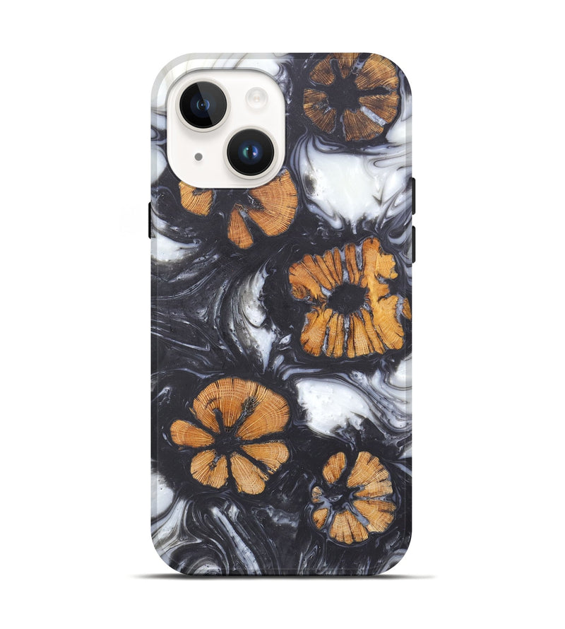 iPhone 15 Wood+Resin Live Edge Phone Case - Nakia (Black & White, 657873)