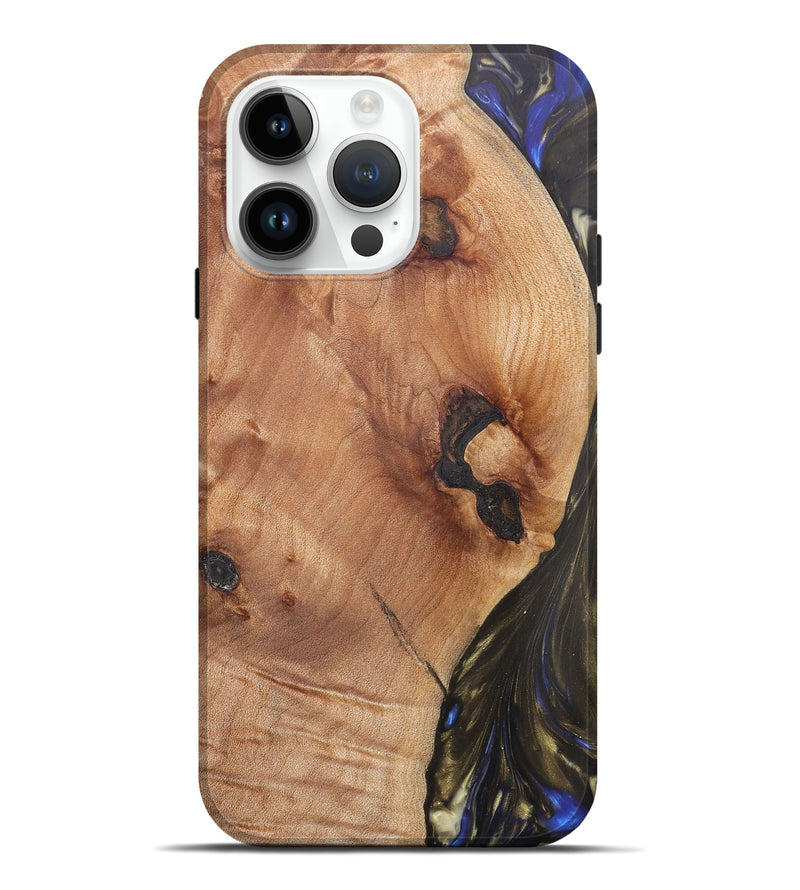 iPhone 15 Pro Max Wood+Resin Live Edge Phone Case - Charlie (Blue, 657876)
