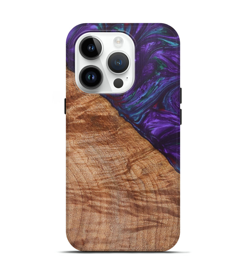 iPhone 15 Pro Wood+Resin Live Edge Phone Case - Rocky (Purple, 657881)