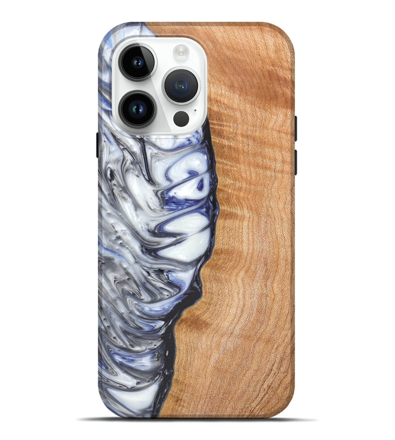 iPhone 15 Pro Max Wood+Resin Live Edge Phone Case - Melissa (Black & White, 657883)