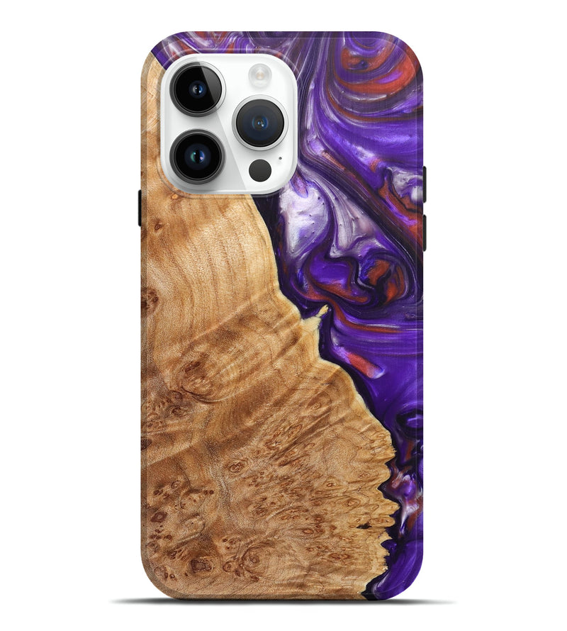 iPhone 15 Pro Max Wood+Resin Live Edge Phone Case - Lainey (Purple, 657885)