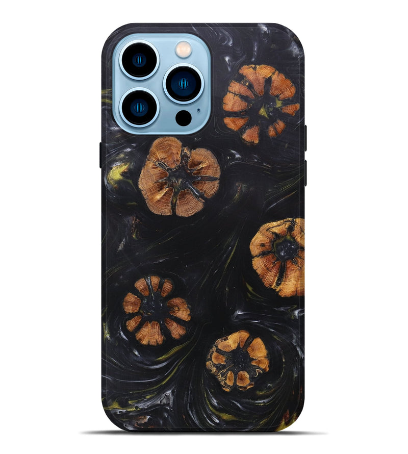 iPhone 14 Pro Max Wood+Resin Live Edge Phone Case - Gretchen (Pure Black, 657897)
