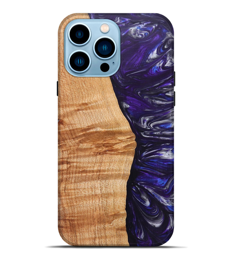iPhone 14 Pro Max Wood+Resin Live Edge Phone Case - Emmett (Purple, 657910)