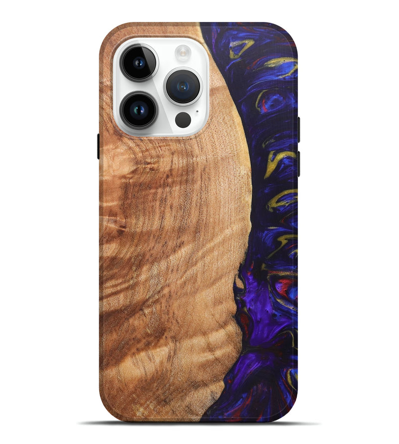 iPhone 15 Pro Max Wood+Resin Live Edge Phone Case - Lyla (Purple, 657911)