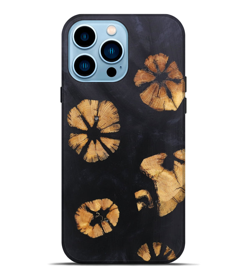 iPhone 14 Pro Max Wood+Resin Live Edge Phone Case - Abigail (Pure Black, 657912)