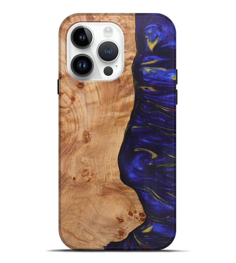 iPhone 15 Pro Max Wood+Resin Live Edge Phone Case - Michele (Purple, 657914)