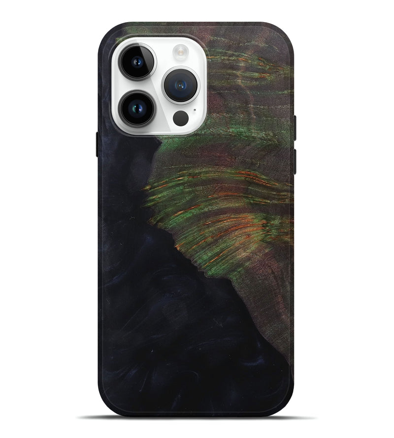 iPhone 15 Pro Max Wood+Resin Live Edge Phone Case - Ted (Pure Black, 657922)