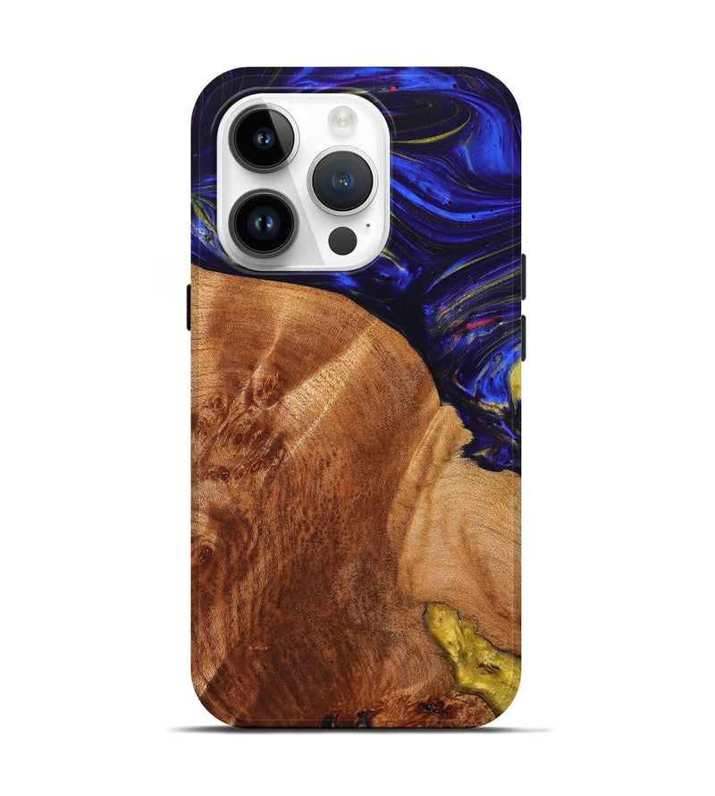 iPhone 15 Pro Wood+Resin Live Edge Phone Case - Evie (Blue, 657931)