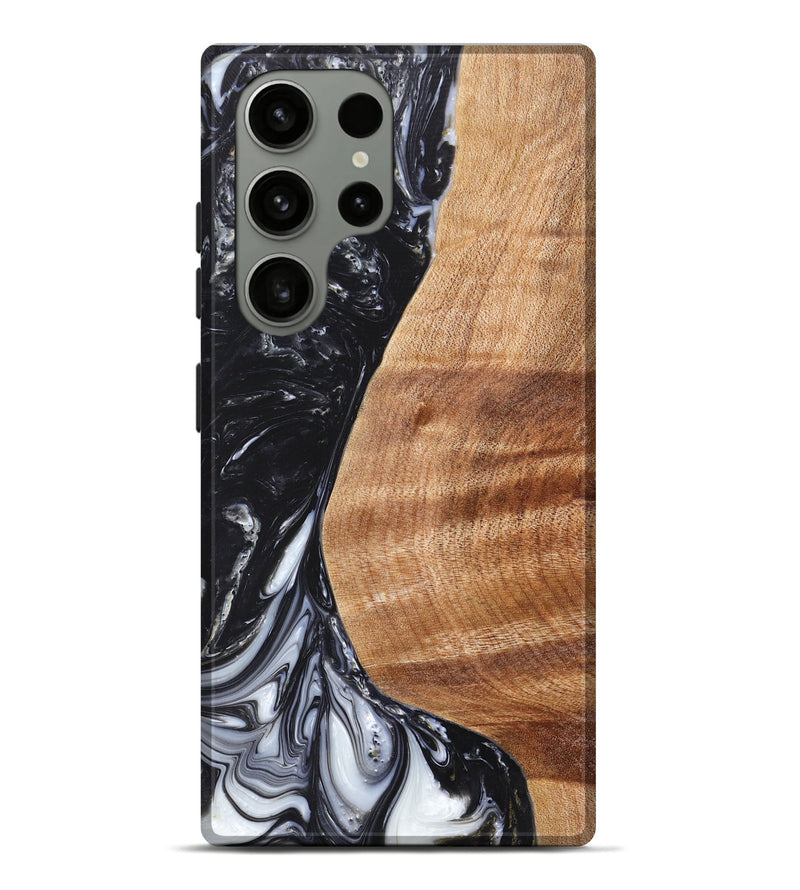 Galaxy S23 Ultra Wood+Resin Live Edge Phone Case - Sienna (Black & White, 657938)